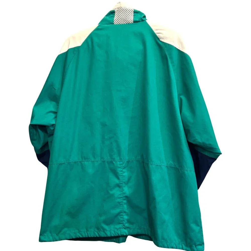Vintage Be In The Current Scene Green & White Jacket 22W Drawstring Collar - Picture 2 of 5